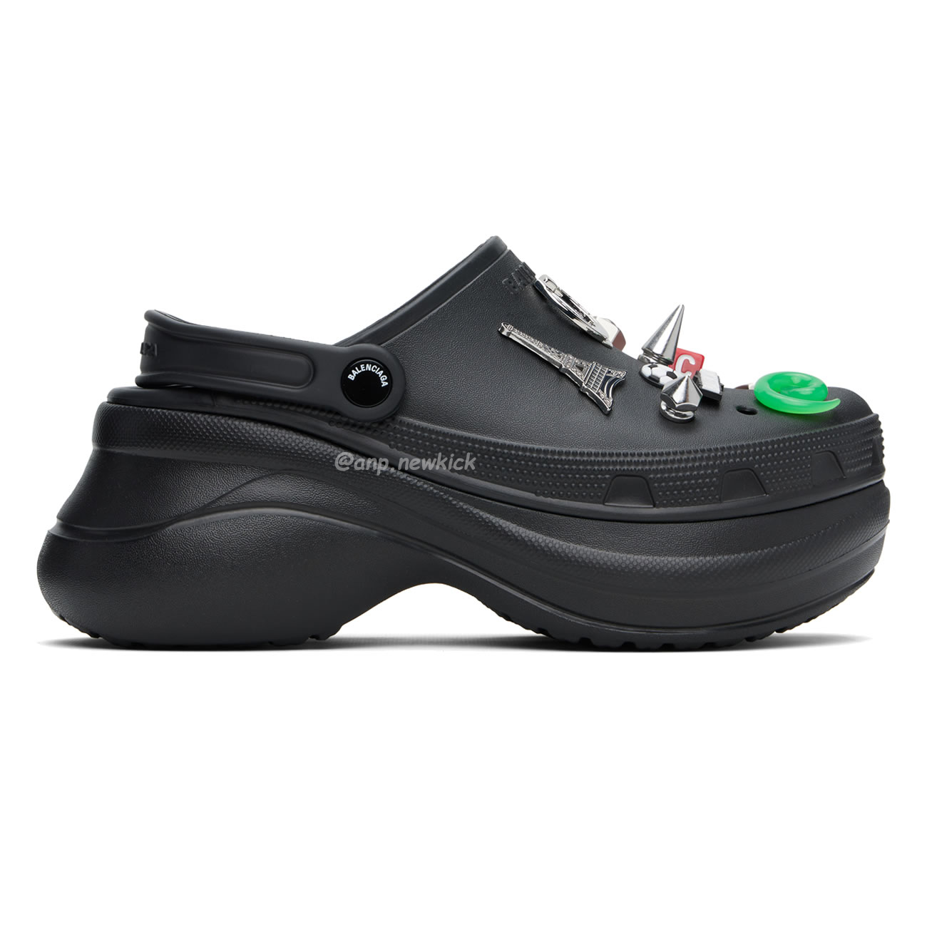 Balenciaga X Crocs Mule Black Silvery Multicolor Jibbitz Womens 720762 W0fow 1000 (3) - www.newkick.vip